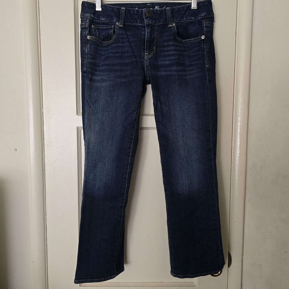 American Eagle Outfitters Dark Blue Stretch Straight Leg Jeans